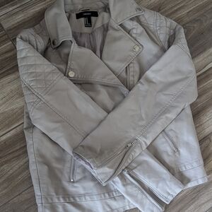 Forever 21 Light Gray Faux Leather Jacket